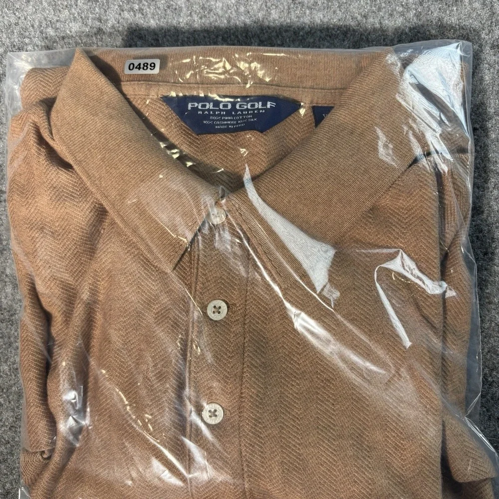 Polo Golf Polo Ralph Lauren Shirt Mens Xl Brown Cashmere Silk Long Sleeve Button